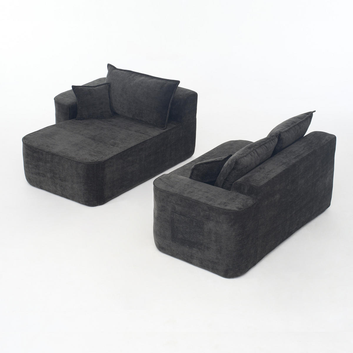 ECKSOFA 264 cm aus Chenille mit modularem L-Form-Design Schwarz - Schwarz, Textil (144/262cm) - Modenvie