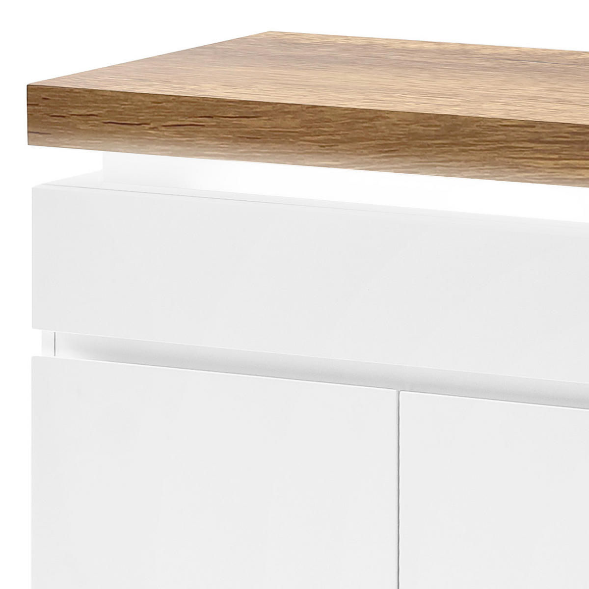 SIDEBOARD - Inkl. Beleuchtung - Eichefarben/Weiß, Holzwerkstoff (175/80/40cm) - home24