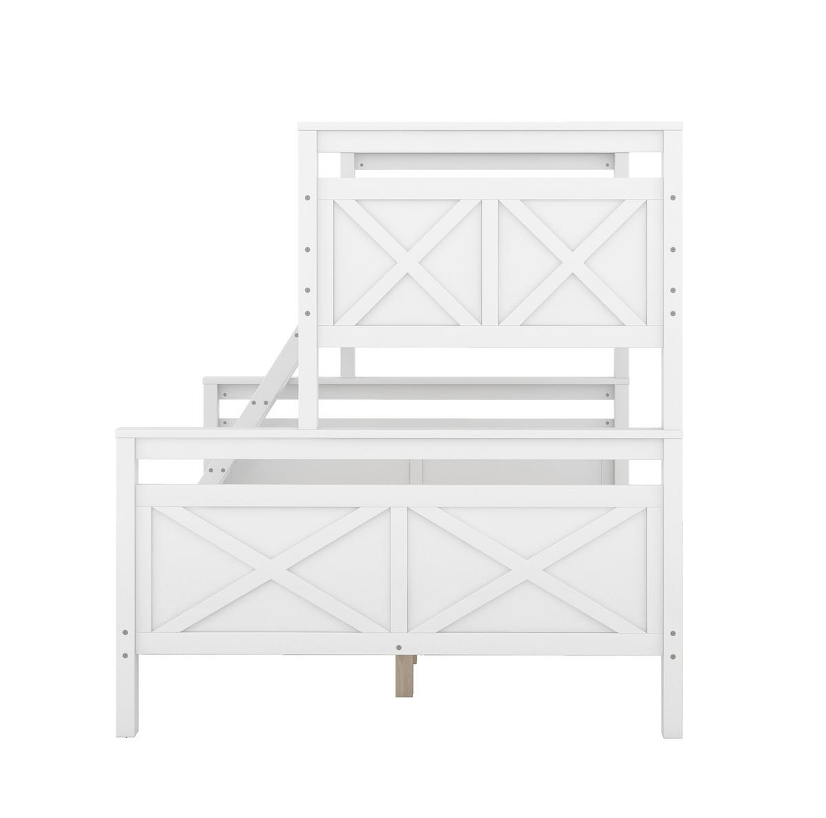 ETAGENBETT 90/140/200 cm, teilbar in 2 Betten mit Leiter und Sicherheitsgeländer aus Kiefern , Weiß - Weiß, Holzwerkstoff (140/200cm) - Redom