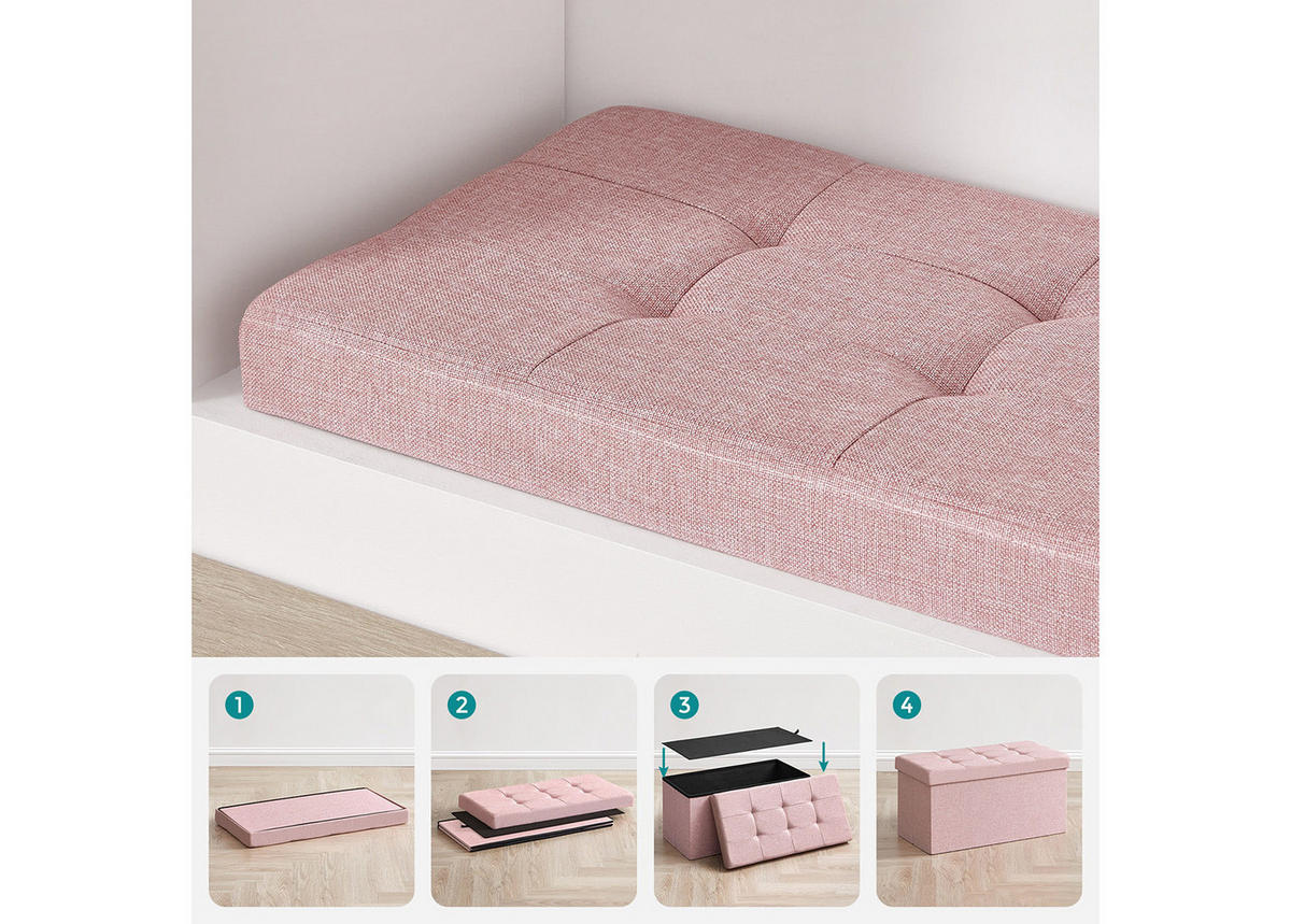 POUF-FALTEN, rosa - Pink, Holz/Textil (38/38/76cm)