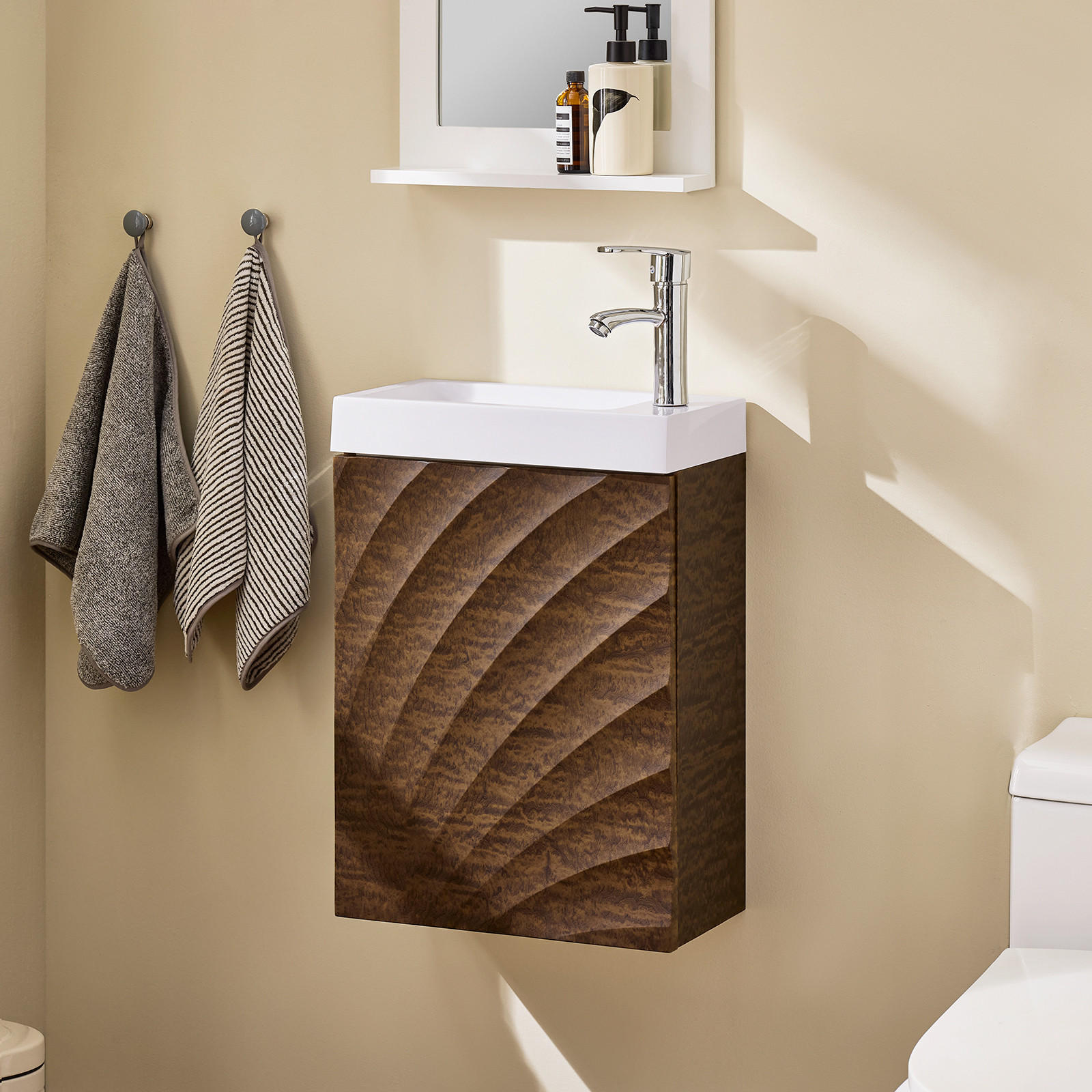 WASCHBECKENUNTERSCHRANK Braun - Braun/Weiß, Keramik/Holzwerkstoff (40/56/22cm) - SoBuy