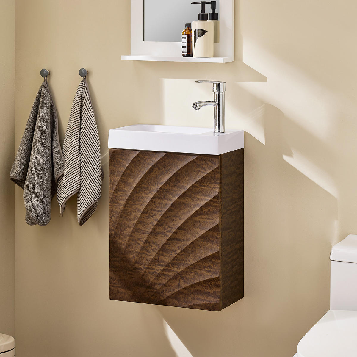 WASCHBECKENUNTERSCHRANK Braun - Braun/Weiß, Keramik/Holzwerkstoff (40/56/22cm) - SoBuy