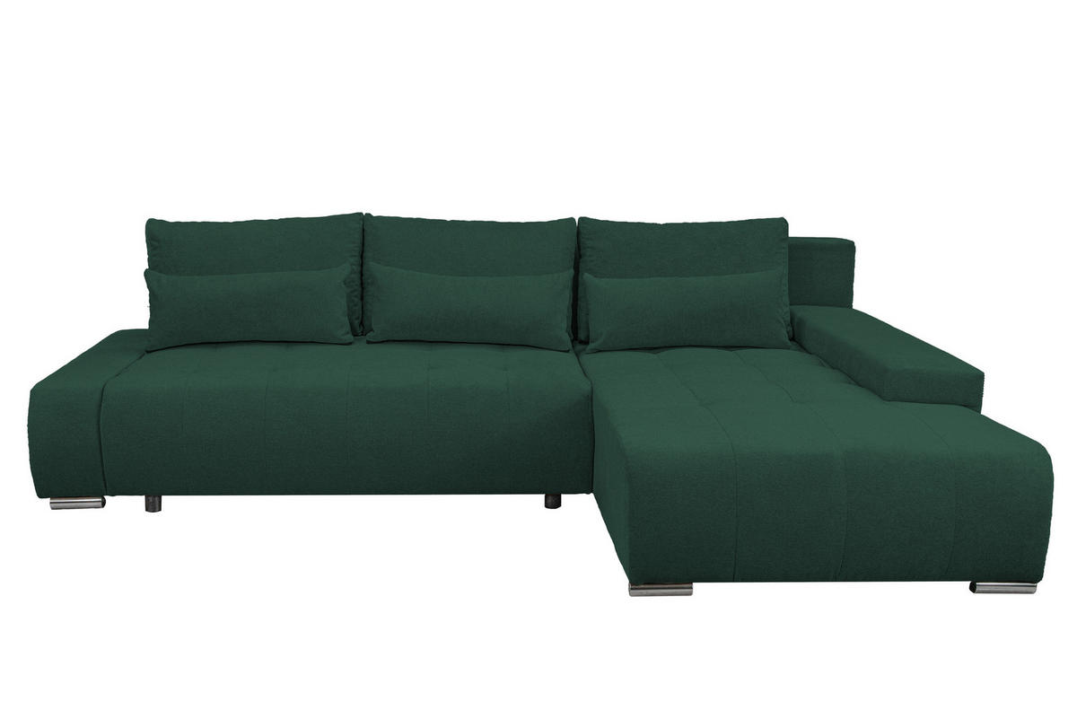 ECKSOFA Bloom mit Bettkasten und Schlaffunktion L-Form - Grün, Textil (267/185cm)