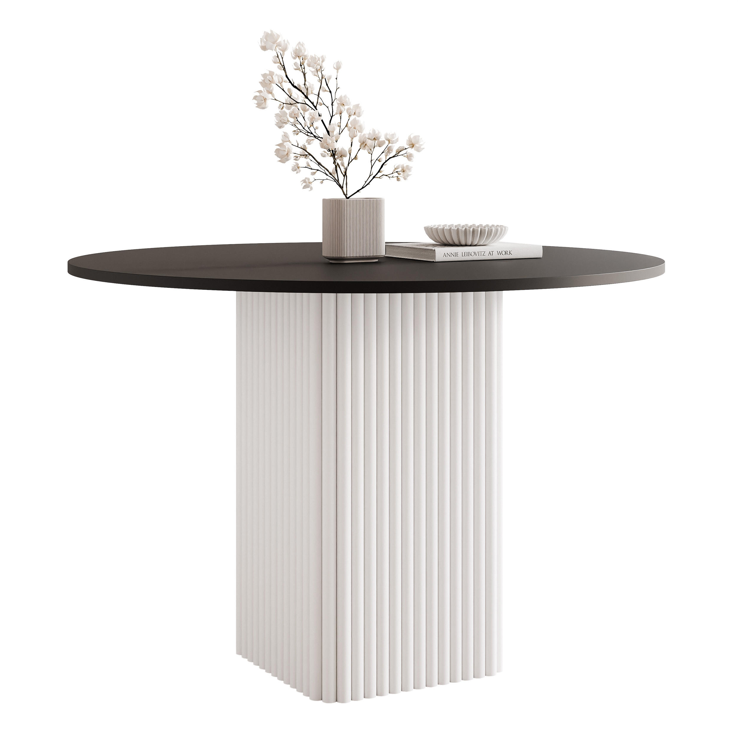 ESSTISCH FLORA 100/76 cm, Metallgestell, Weiß / Schwarz - Schwarz/Weiß, Holzwerkstoff/Metall (100/100/76cm) - Idohome