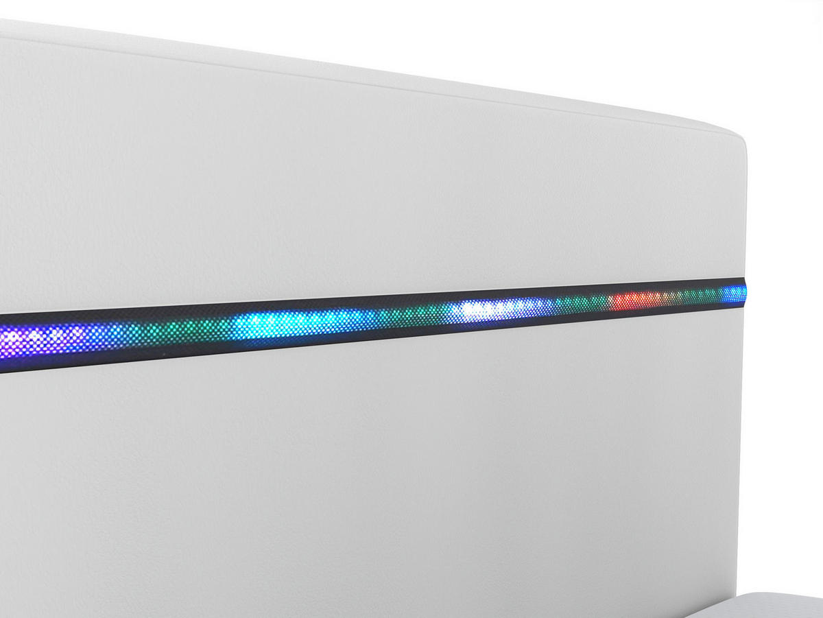 BOXBETT Monza weiß 120/200 cm LED Kunstleder - Weiß, Textil (120/200cm) - wonello