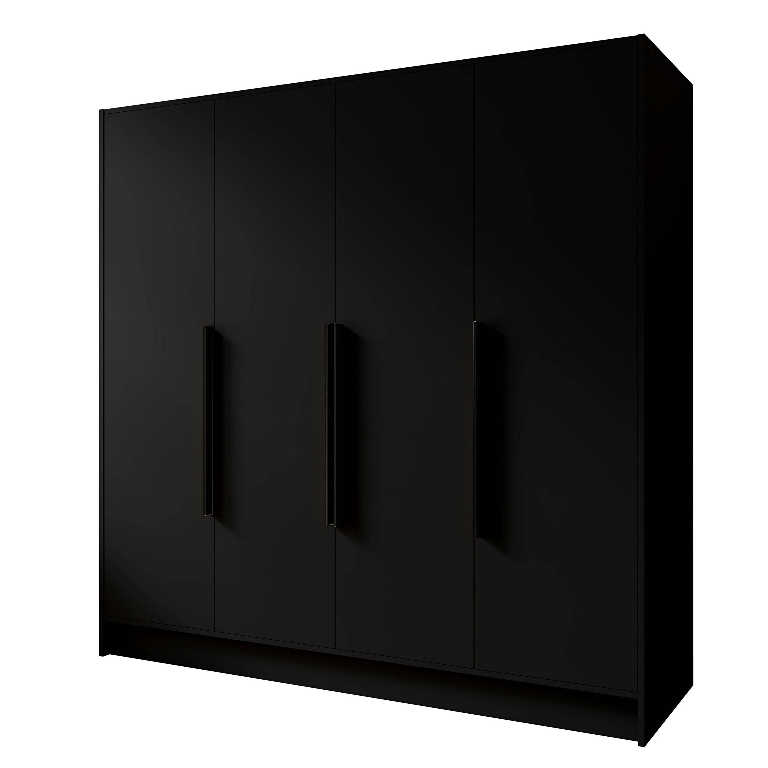 FLÜGELTÜRENSCHRANK PORTO - Schwarz, Holzwerkstoff (200/200/51cm) - Meblini