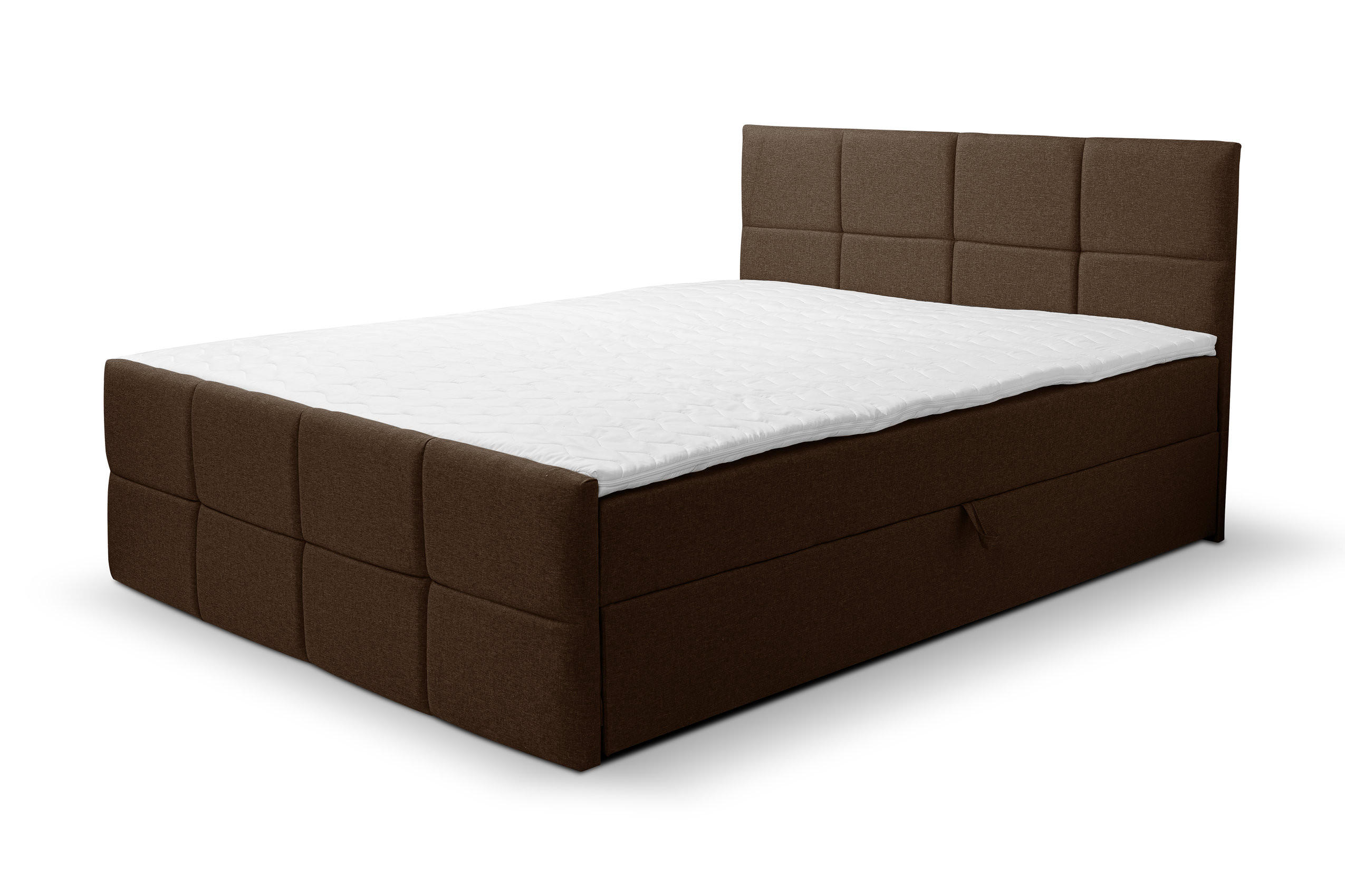 BOXBETT DORIS mit 2 Bettkästen, 160x200, Farbe: Braun, Velourstoff, mit Bonell-Matratze inkl. Topper - Braun, Holz/Kunststoff (160/200cm) - VENASI MÖBEL
