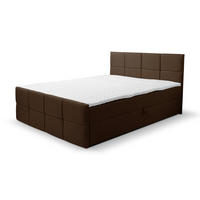 BOXBETT DORIS mit 2 Bettkästen, 160x200, Farbe: Braun, Velourstoff, mit Bonell-Matratze inkl. Topper - Braun, Holz/Kunststoff (160/200cm) - VENASI MÖBEL