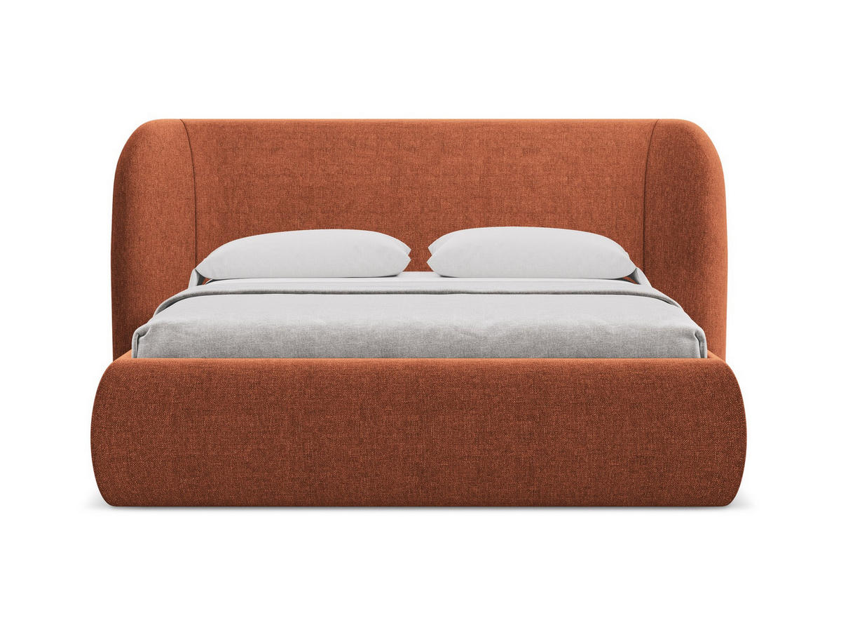 POLSTERBETT mit Bettkasten und Lattenrost 190x215 Orange - Terracotta/Schwarz, Kunststoff/Textil (140/200cm) - Makamii