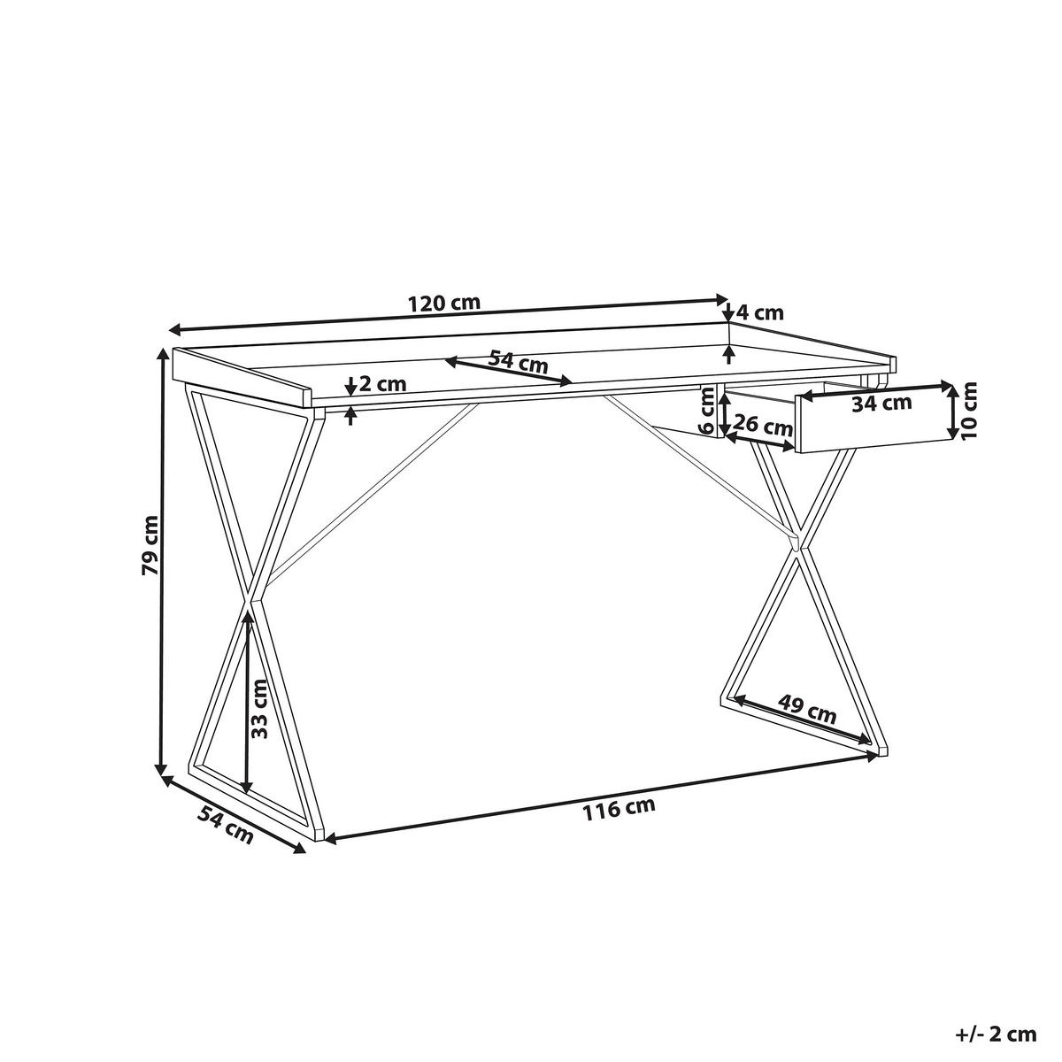 SCHREIBTISCH dunkler Holzfarbton/schwarz 120/54/79 cm Noxon - Dunkelgrau, Holzwerkstoff (54/120/79cm) - Beliani