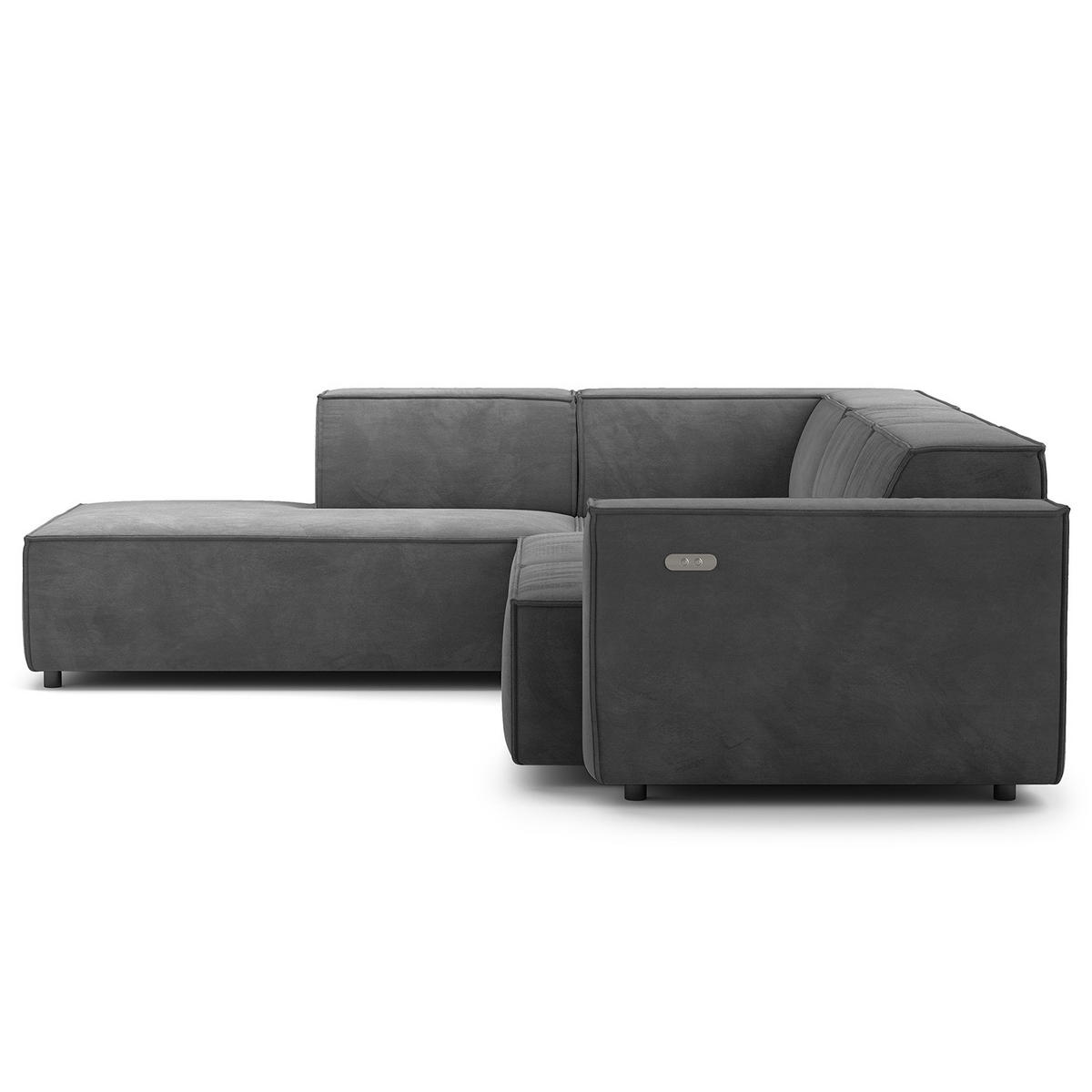 ECKSOFA mit Ottomane - Schwarz/Grau, Kunststoff/Textil (260/234cm) - home24
