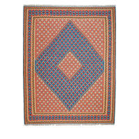 HANDWEBTEPPICH Kelim Senneh Blau 198/154 cm Schurwolle - Blau, Textil (154/198cm) - Looma