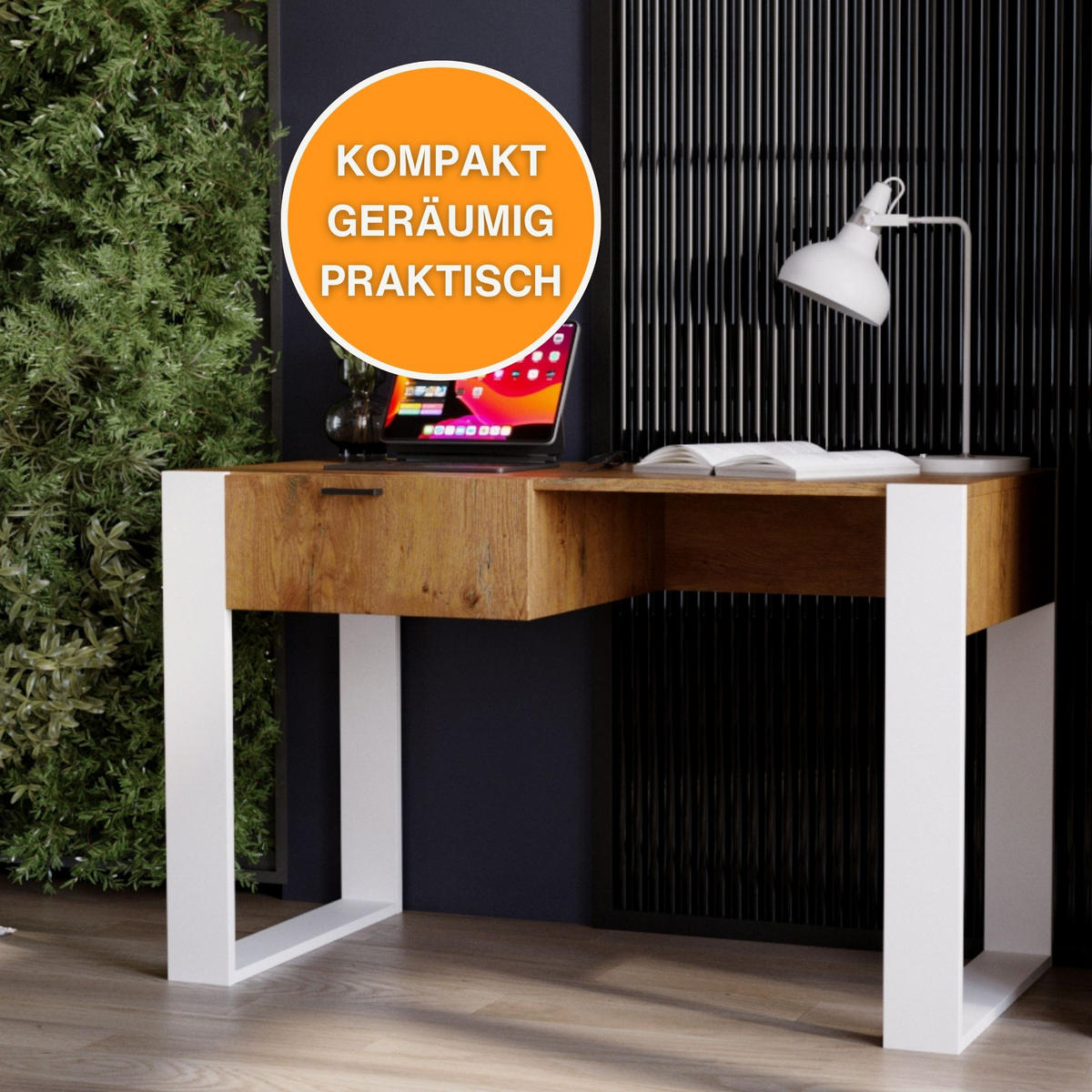 SCHREIBTISCH Nussbaumfarben 120/73/53,6 cm - Nussbaumfarben/Schwarz, Holzwerkstoff (53.6/120/73cm) - CraftPAK