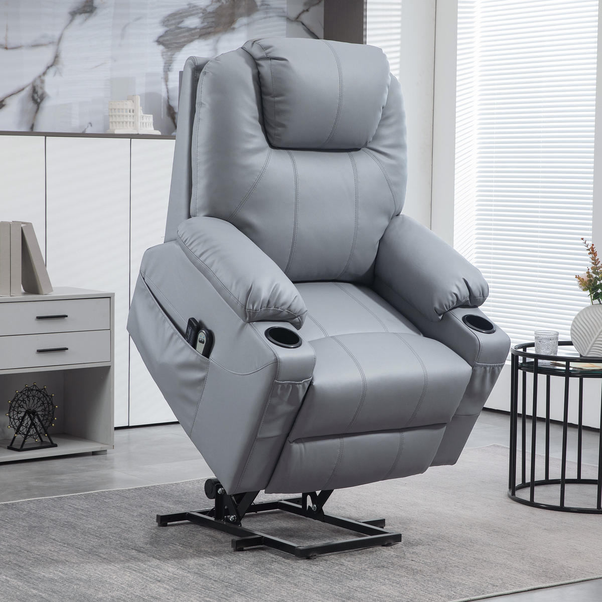 SESSEL mit Aufstehhilfe, Grau - Grau, Kunststoff (99/106/88cm) - HOMCOM