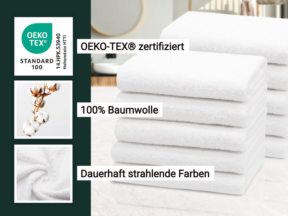 HANDTÜCHER, 10er-Set, 50x100 cm, 100% Baumwolle, Weiß - Weiß, Textil (50/100cm) - Zollner