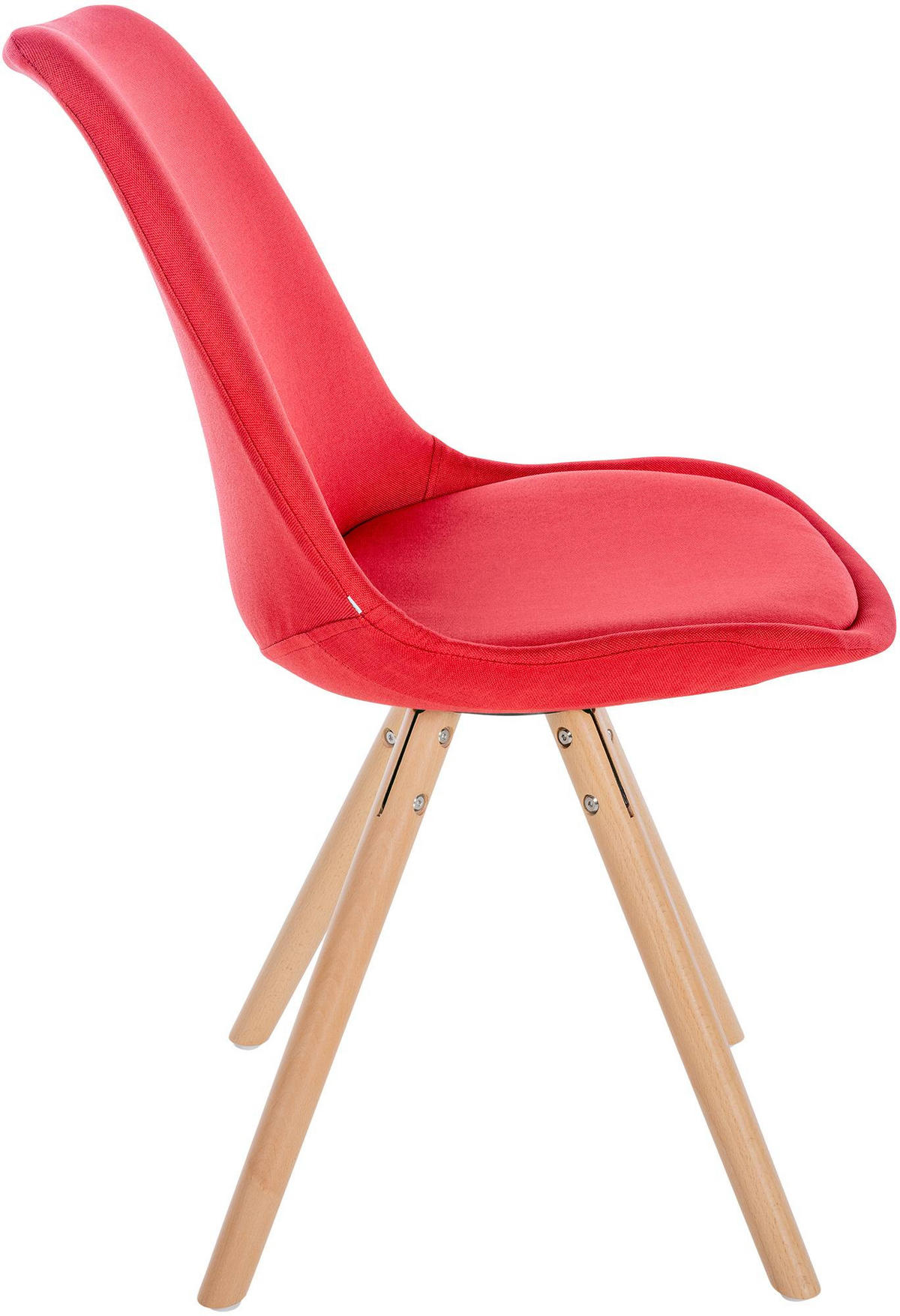 STUHL Stoff rot - Eukalyptusholzfarben/Rot, Holz/Textil (48/81/54cm) - CLP