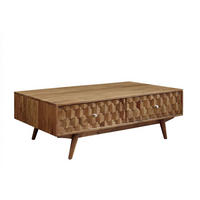 COUCHTISCH Akazie 120x70x40 natur lackiert MOSAYK #103 - Naturfarben, Holz (120/70/40cm) - Massivmoebel24