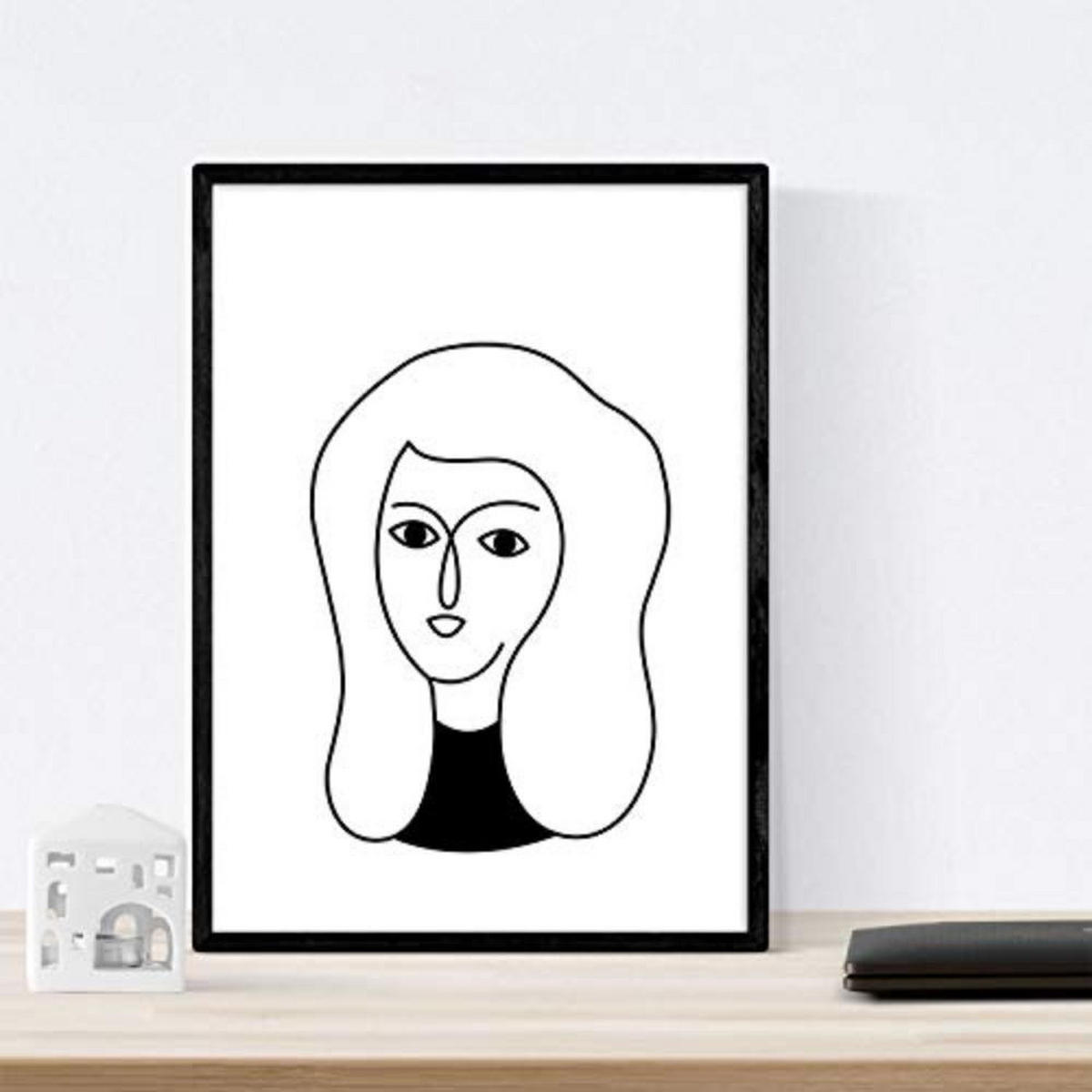 POSTER Set mit 4 „Vier Frauen in Weiß“ Zeichnungen A3 Rahmenlos - Klar, Papier (29.7/3cm) - Nacnic