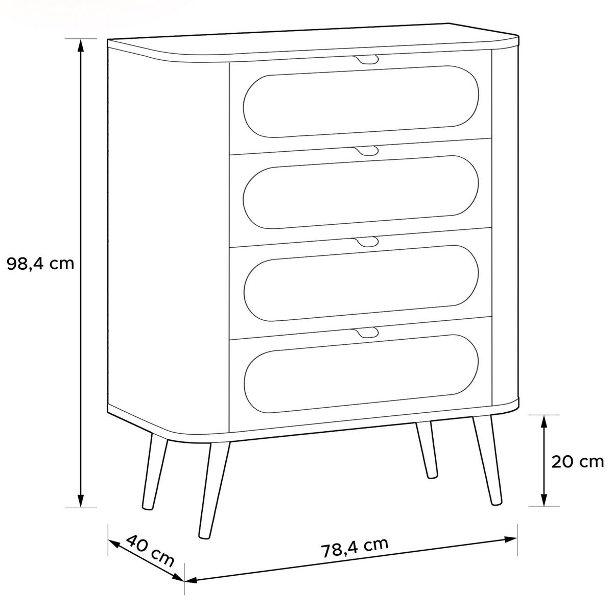 KOMMODE LONA, Schwarz - Schwarz, Holzwerkstoff/Metall (78/98/40cm) - KONSIMO®