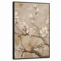 LEINWAND Bilder mit Rahmen - Blumen - Modern - Beige - Weiß - Blüte - 60x90 - Beige, Textil (60/90cm) - MuchoWow