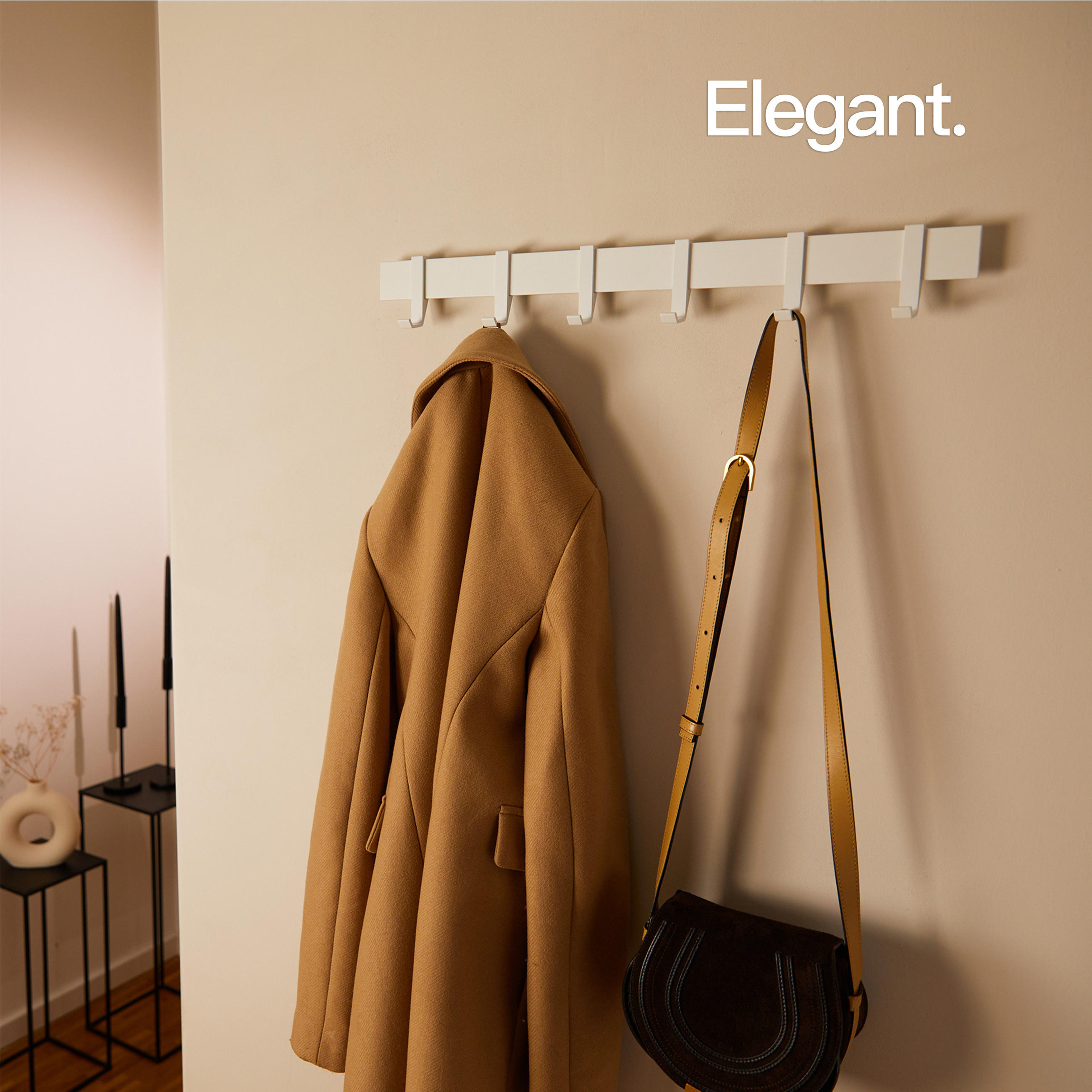 MODERNE GARDEROBENLEISTE Wandgarderobe Matt Weiß 58 cm - Weiß, Metall (58/7/5cm) - Designfabrik Hamburg