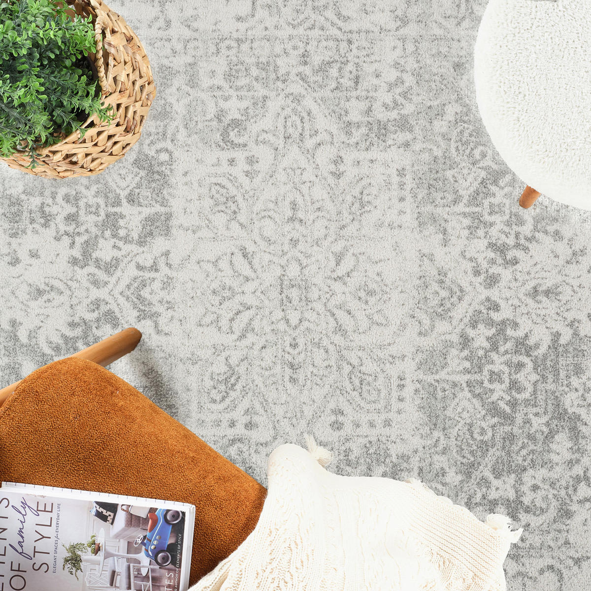 VINTAGE-TEPPICH 80/220 cm Grau - Grau, Textil (80/220cm) - LIVABLISS