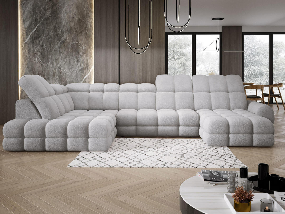ECKSOFA TOLLO Anthology-stoff U-form 400x217x105 cm grau - Silbereichenfarben, Holz/Textil (400/217cm) - DomoHome