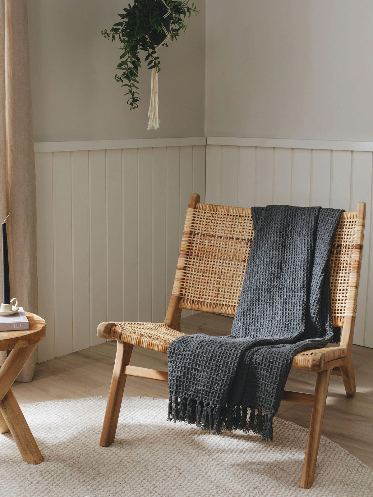 BAUMWOLLDECKE Amalia Dunkelgrau 125x150 cm - Dunkelgrau, Textil (125/150cm) - benuta Pure