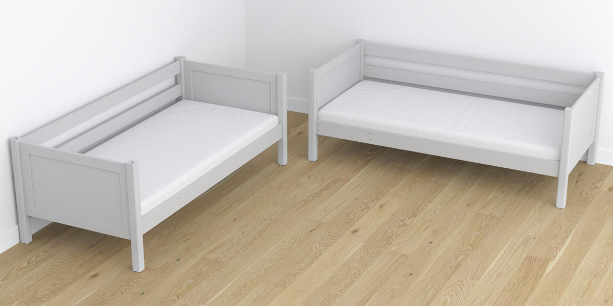 ETAGENBETT N02 mit Matratzenschublade Grau 80/200 - Grau, Naturmaterialien/Holz (80/200cm) - N-Wood