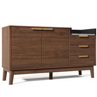 SIDEBOARD Holzoptik Braun, mit 2 Türen, 3 Schubladen und offenem Ablagefach, 120/40/77 cm - Nussbaumfarben, Holzwerkstoff (120/77/40cm) - WISHDOR