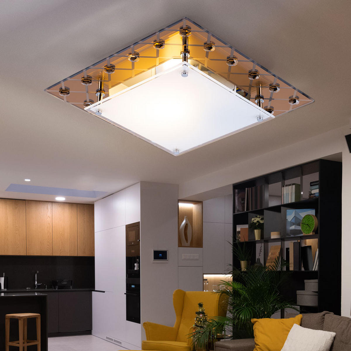 LED DECKENLEUCHTE Metall Kupfer Kristalloptik Glas - Kupferfarben, Glas (26/26/8.5cm) - Esto