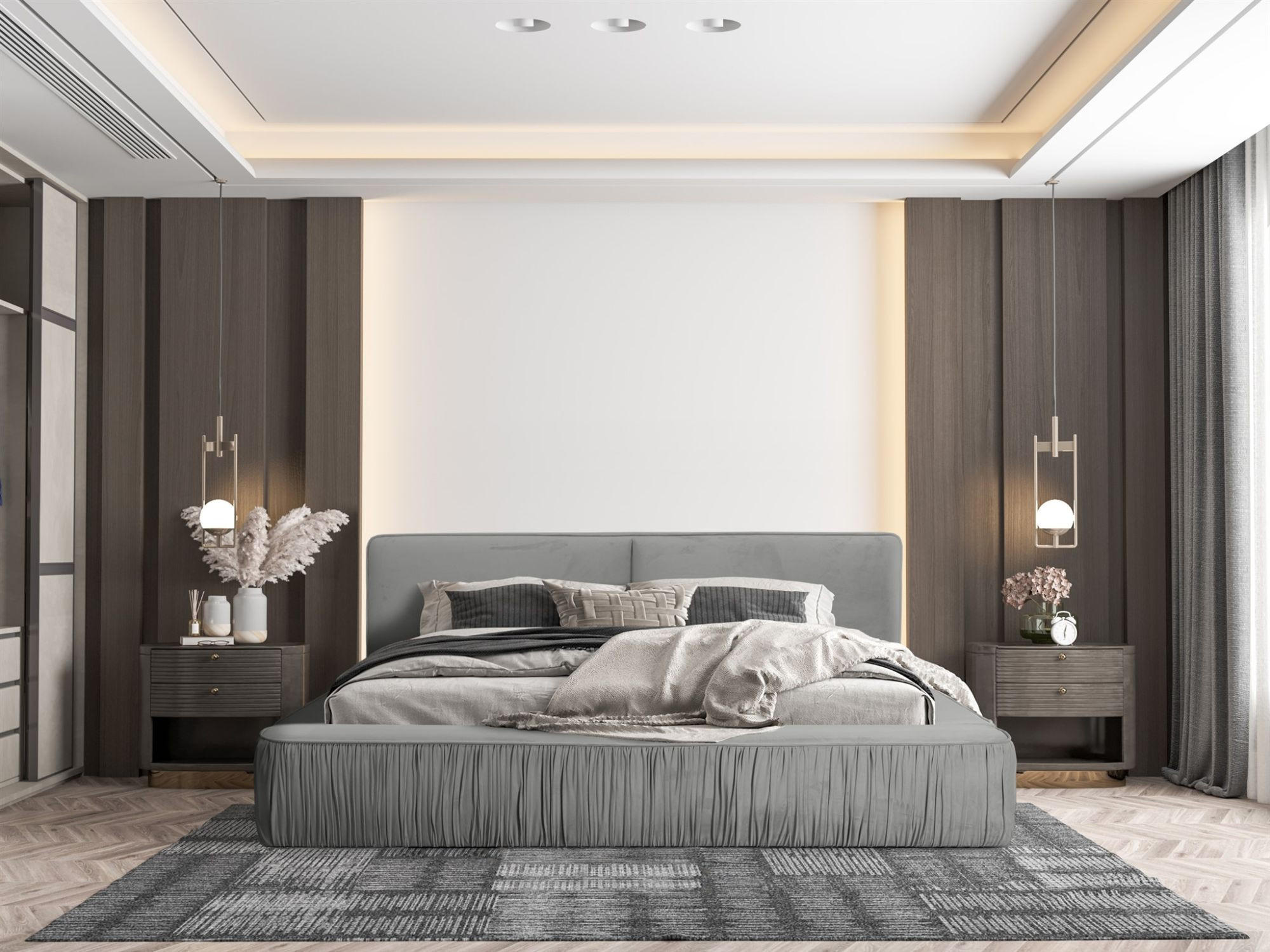 POLSTERBETT Lexie In Riviera Komplett - Grau, Holzwerkstoff/Textil (180/200cm) - Fun Möbel