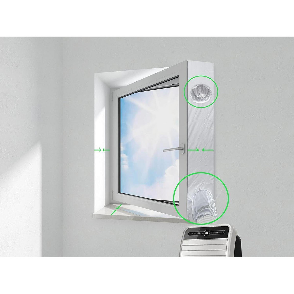 FENSTERABDICHTUNG für mobile Klimageräte 400 cm - Weiß, Textil (400/1/60cm)