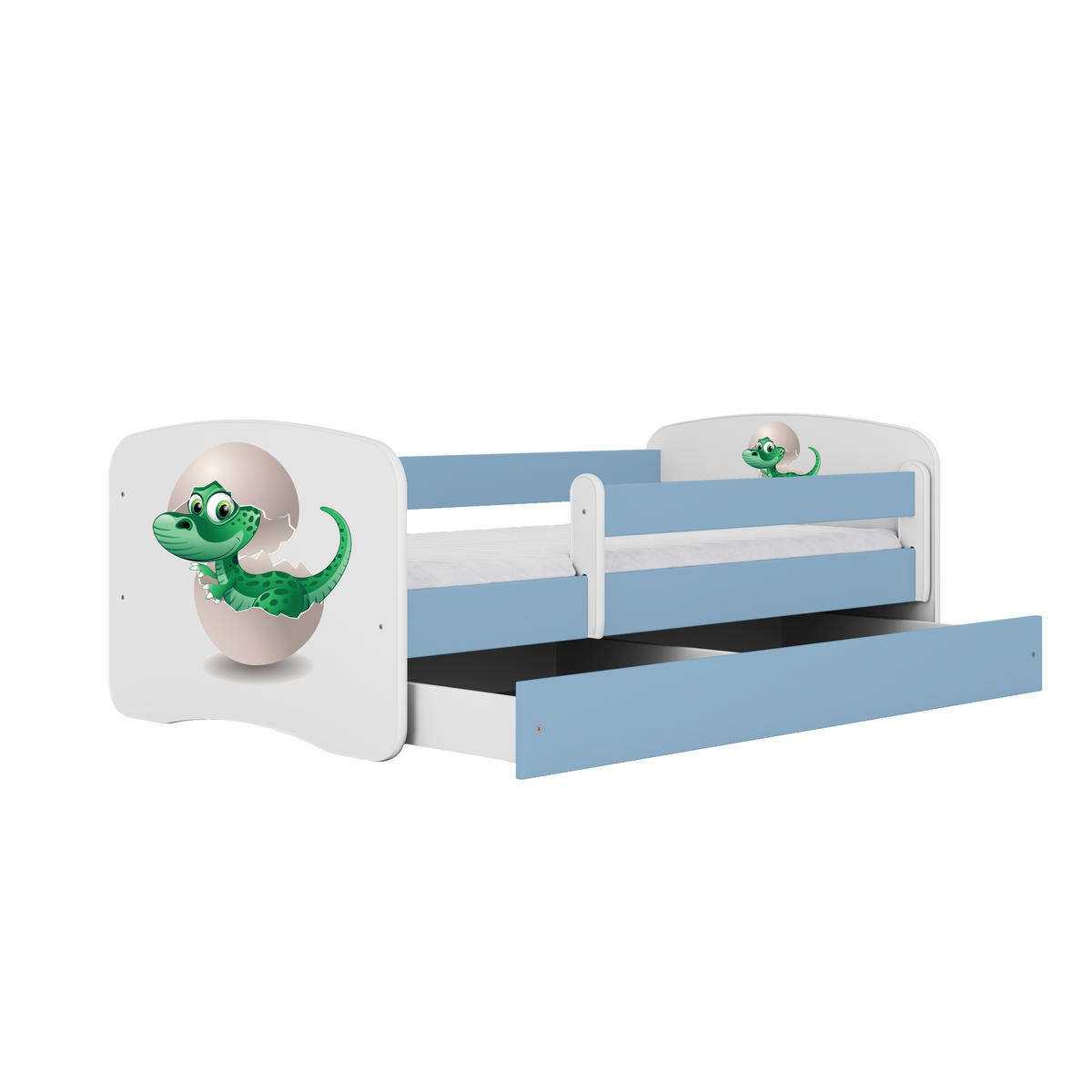 KINDERBETT Kleindino mit Schublade 180/80 90/61/184 - Blau, Holzwerkstoff (80/180cm) - RAUMHIRSCH FURNITURE