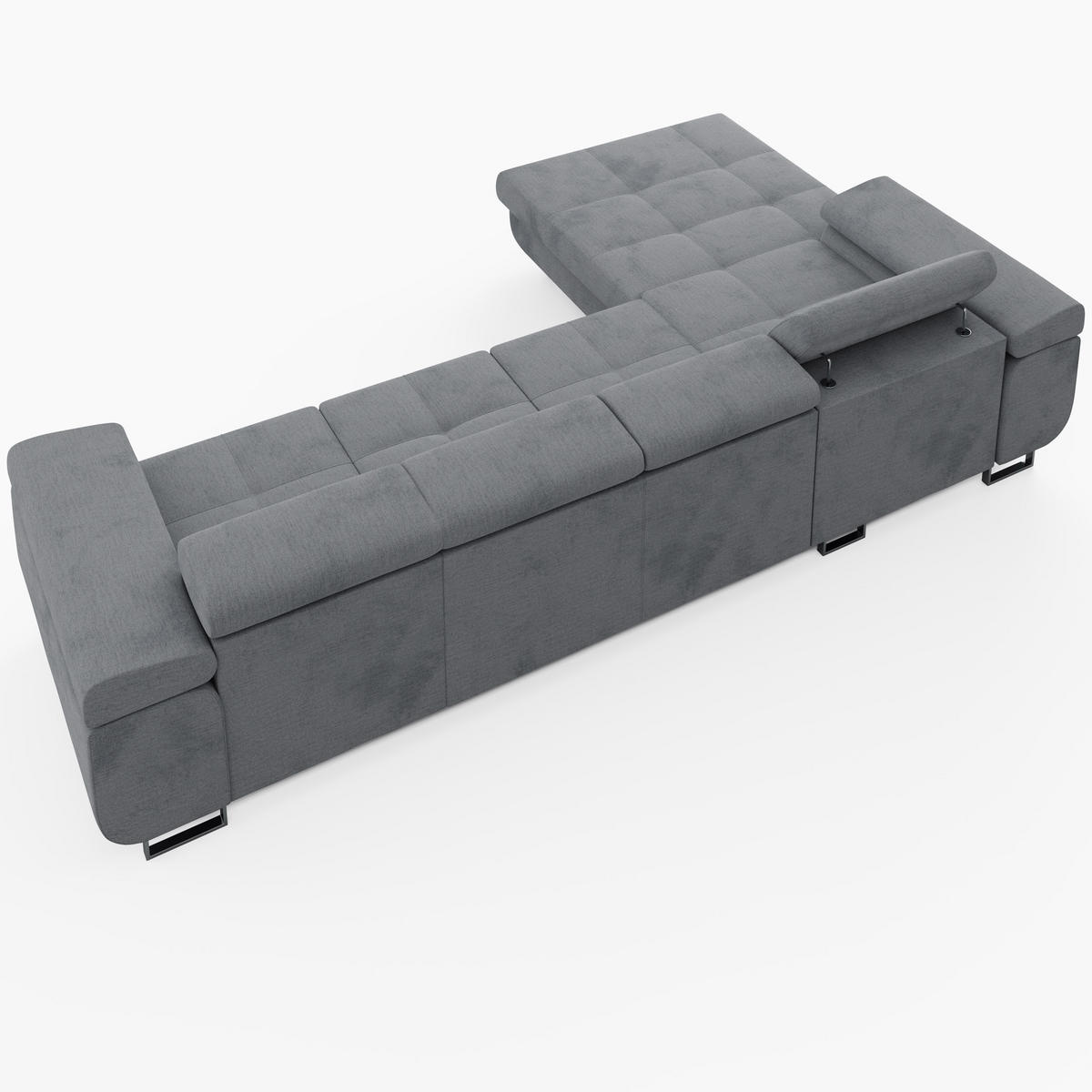 ECKSOFA VEMO CORE PLUS Links Hellrosa Velours-Stoff mit Schlaffunktion und Bettkasten - Pink, Holz/Metall (350/205cm) - Barchello