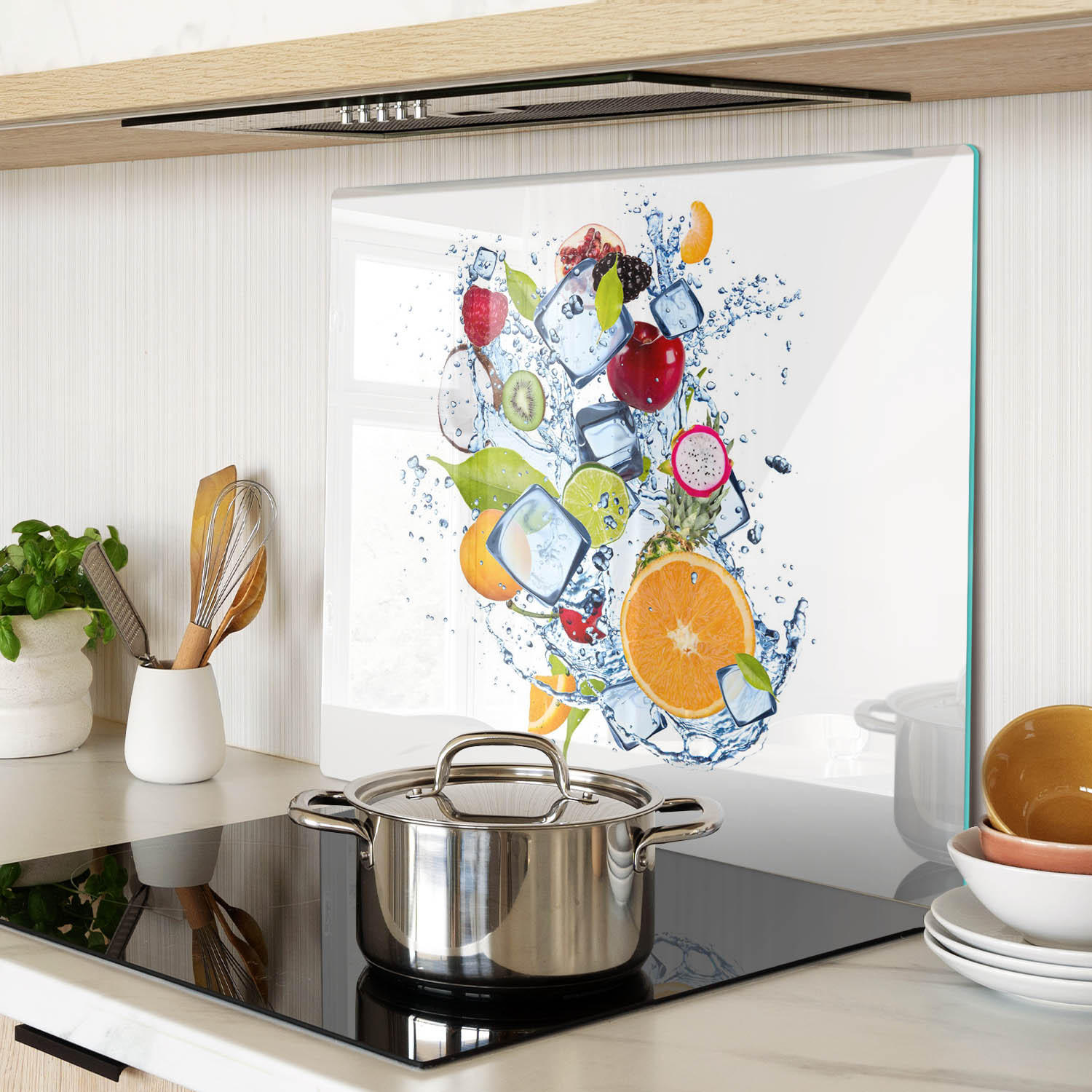 GLASPLATTE 60x52 cm Obst und Eis - Multicolor, Glas (60/0.4/52cm) - TULUP