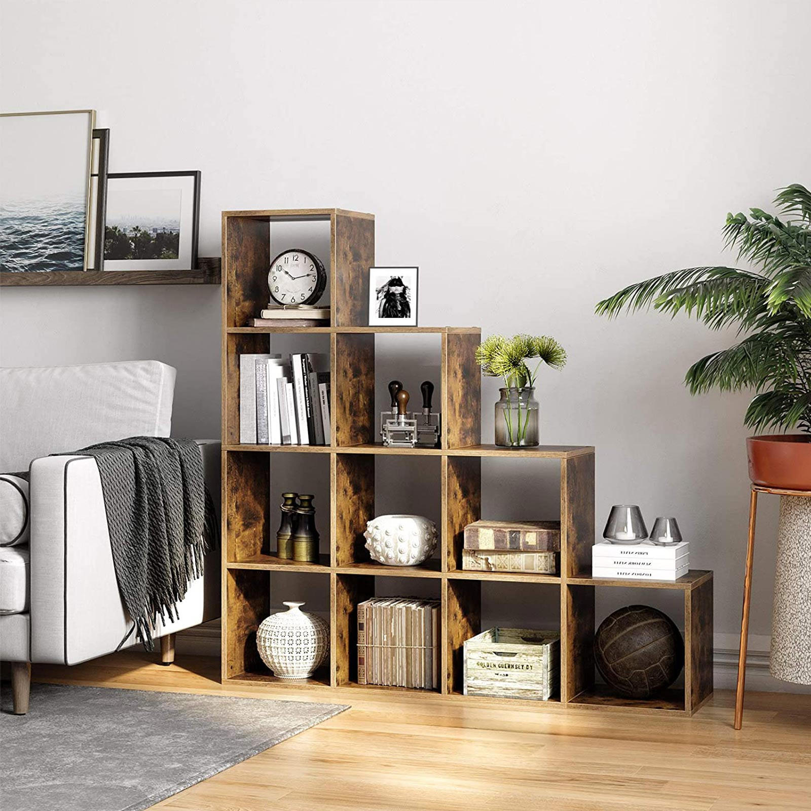 BÜCHERREGAL WÜRFELREGAL - Braun, Holzwerkstoff (29/29/129.5cm) - Hansiro