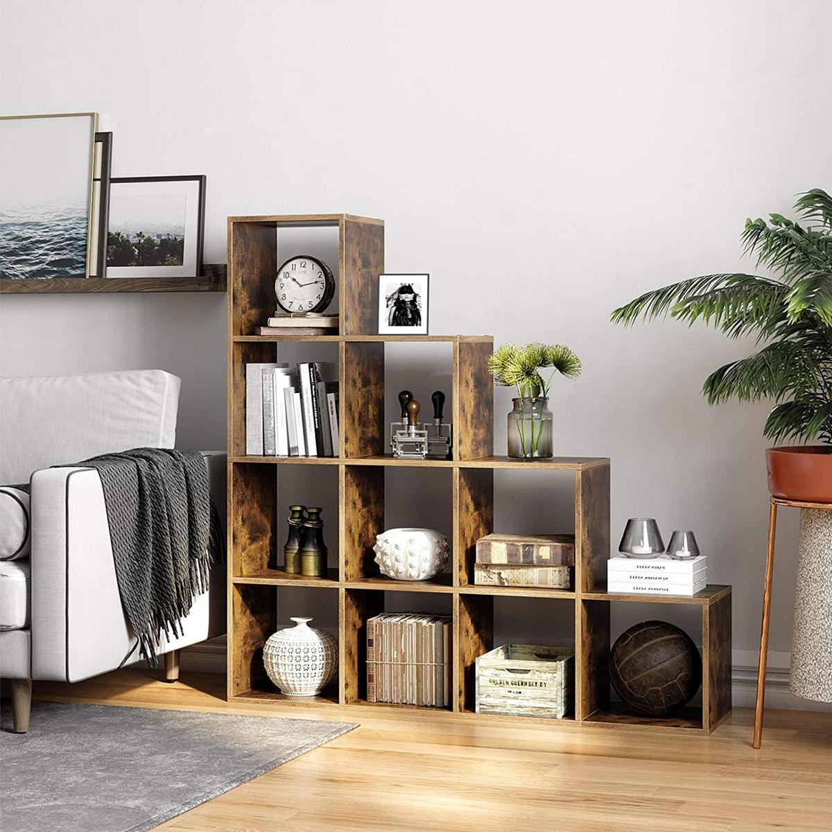 BÜCHERREGAL WÜRFELREGAL - Braun, Holzwerkstoff (29/29/129.5cm) - Hansiro