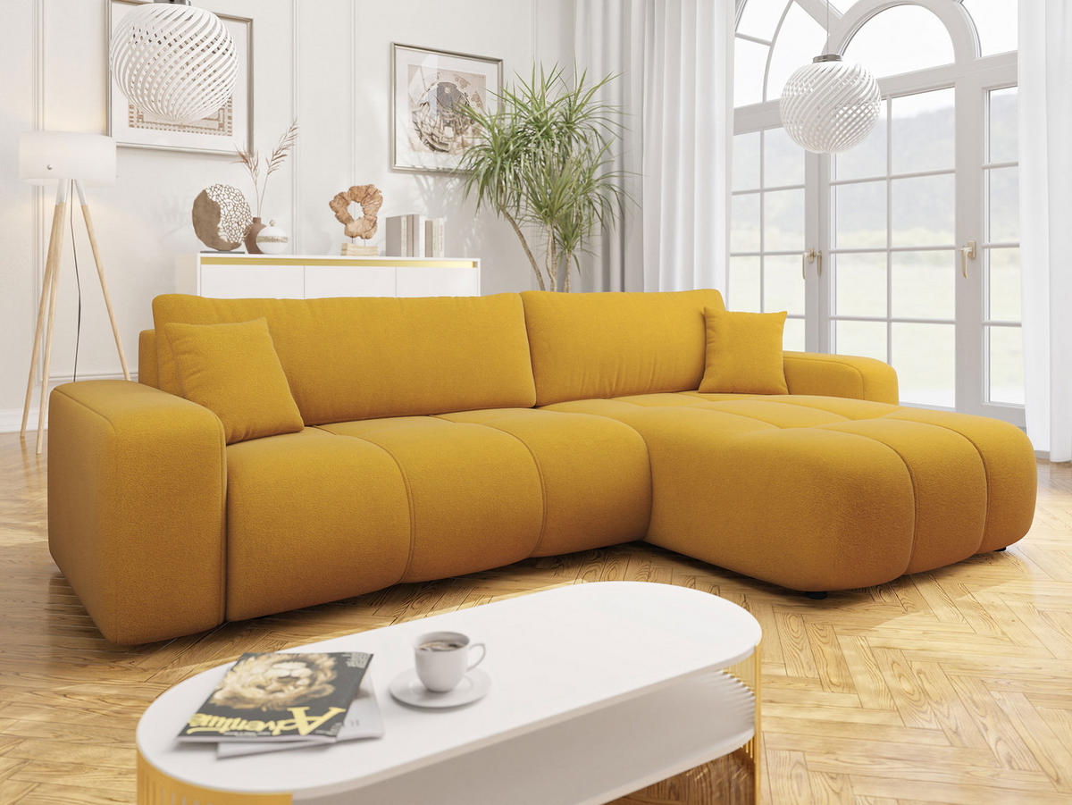ECKSOFA Furyn Maxi - Gelb/Schwarz, Holz/Kunststoff (274/145cm) - MIRJAN24