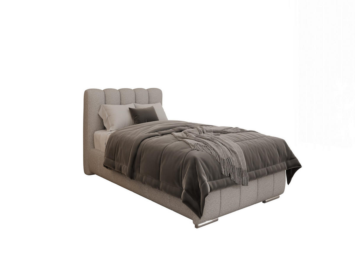 POLSTERBETT Zaira 90x200cm – Elegantes Polsterbett für modernen Wohnstil , ZONIERTE TASCHENFEDERN KOKOS (21cm), Sandfarben - Sandfarben, Holz (90/200cm) - Panda Möbel