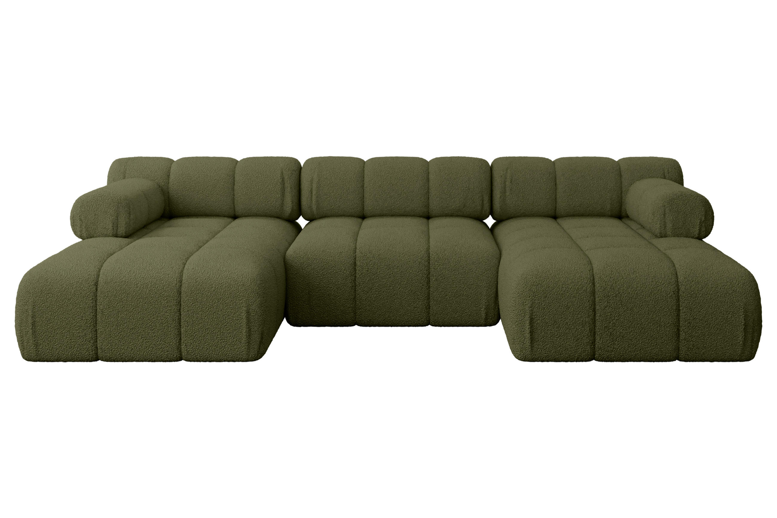 WOHNLANDSCHAFT modulares Sofa Tesso-U1 - 285x160x70 cm Grün Bouclé - Grün, Holzwerkstoff/Textil (285/70/160cm) - ALTDECOR