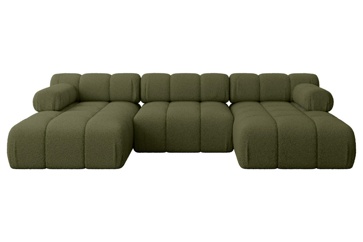 WOHNLANDSCHAFT modulares Sofa Tesso-U1 - 285x160x70 cm Grün Bouclé - Grün, Holzwerkstoff/Textil (285/70/160cm) - ALTDECOR