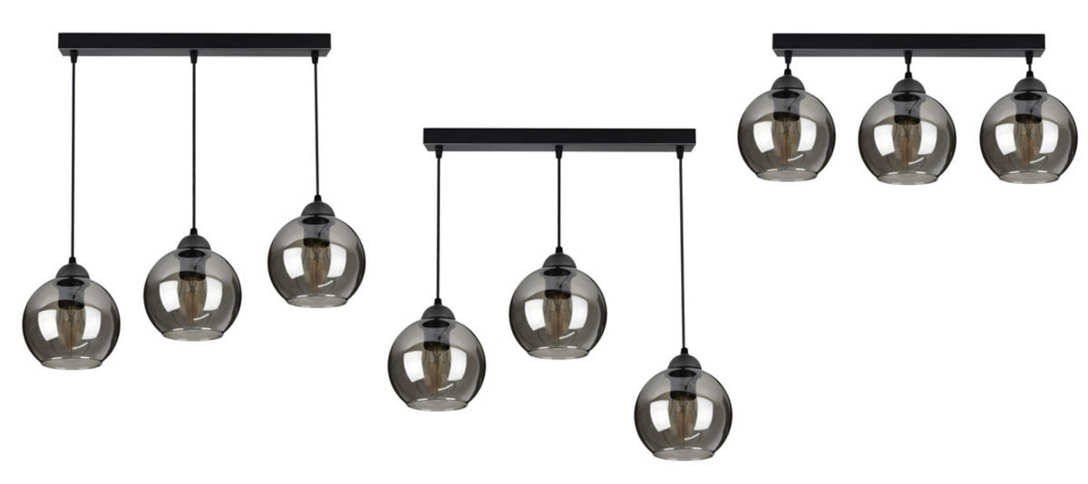 PENDELLEUCHTE HAGEN - Schwarz, Glas/Metall (15/70/70cm) - kiki design