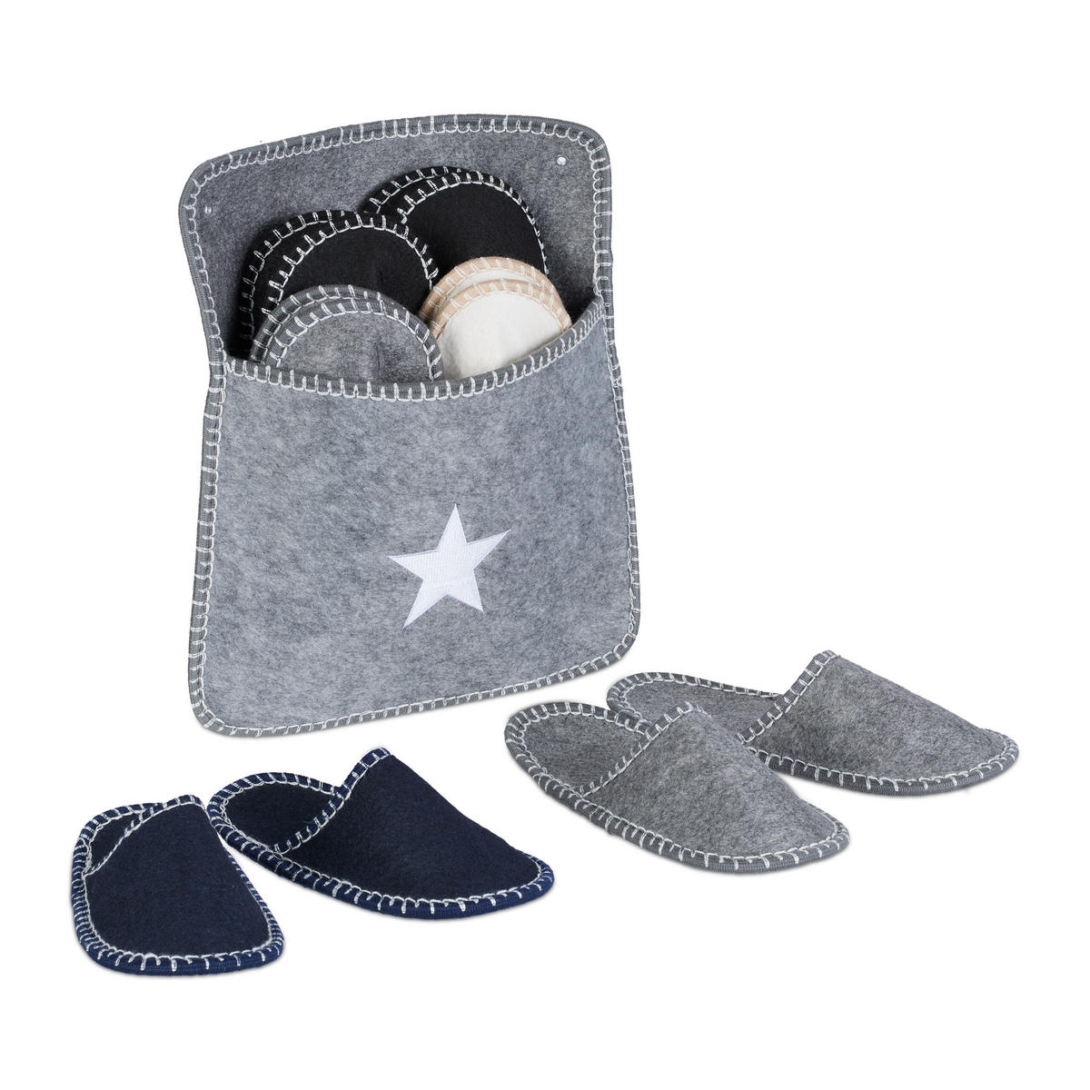 6XPANTOFLE pro hosty - různobarevná, textil (31.5/37.5/10cm) - Relaxdays