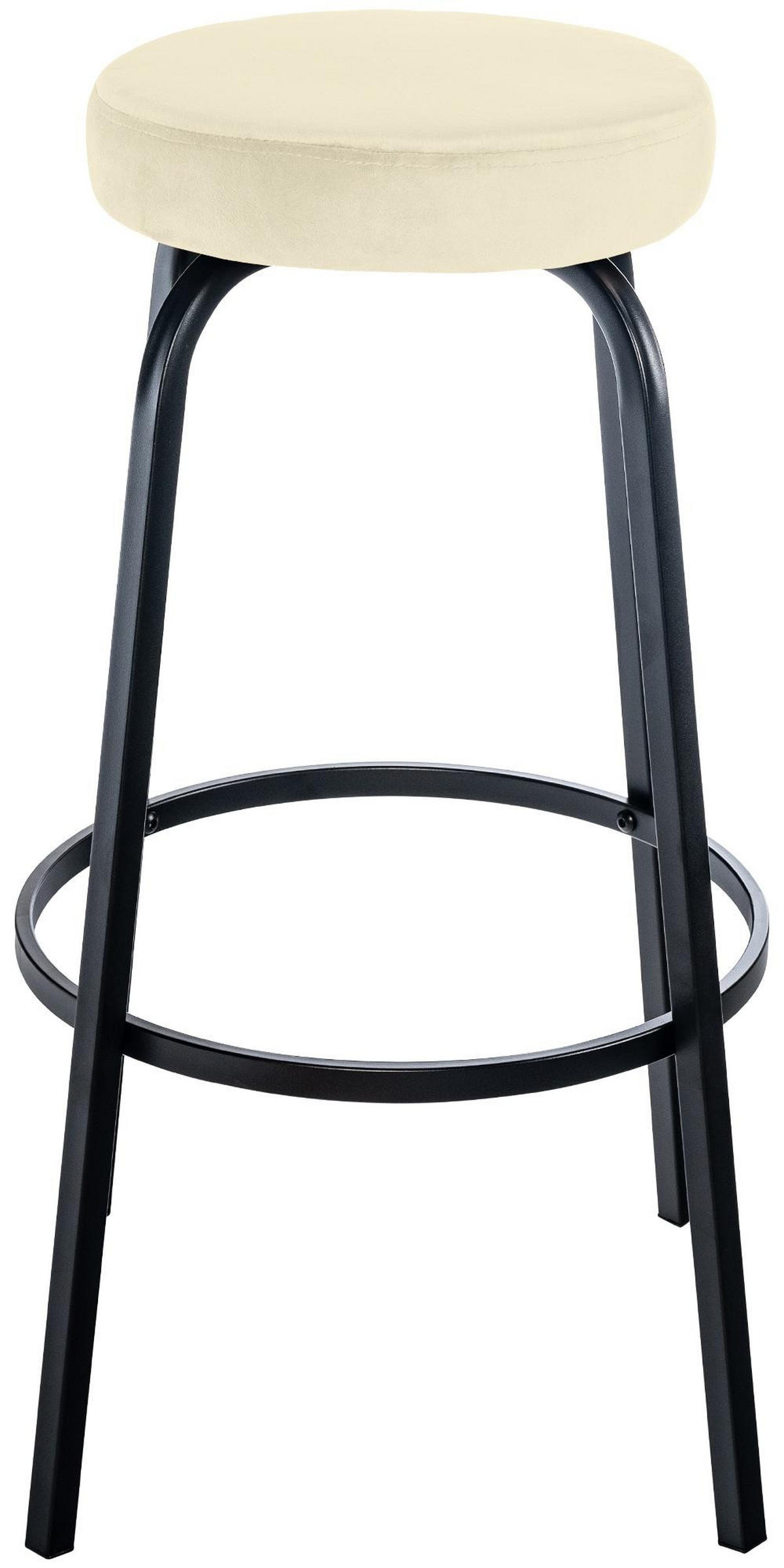 BARHOCKER Samt Creme - Creme/Schwarz, Textil/Metall (54/77/54cm) - CLP