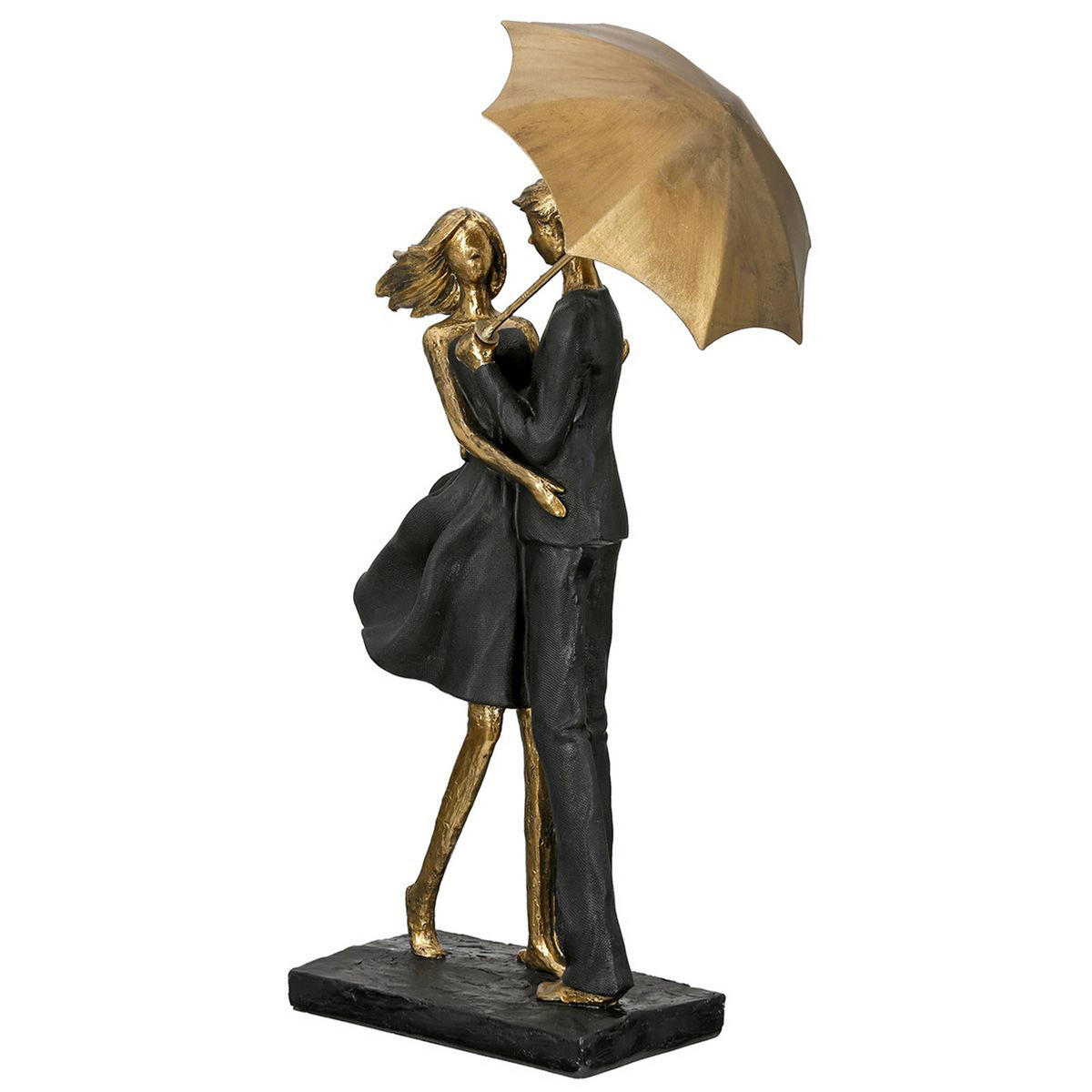 DEKOSKULPTUR Rain, 2er Set, Poly, Schwarz / Gold - Schwarz, Kunststoff (20/40/20cm) - Gilde