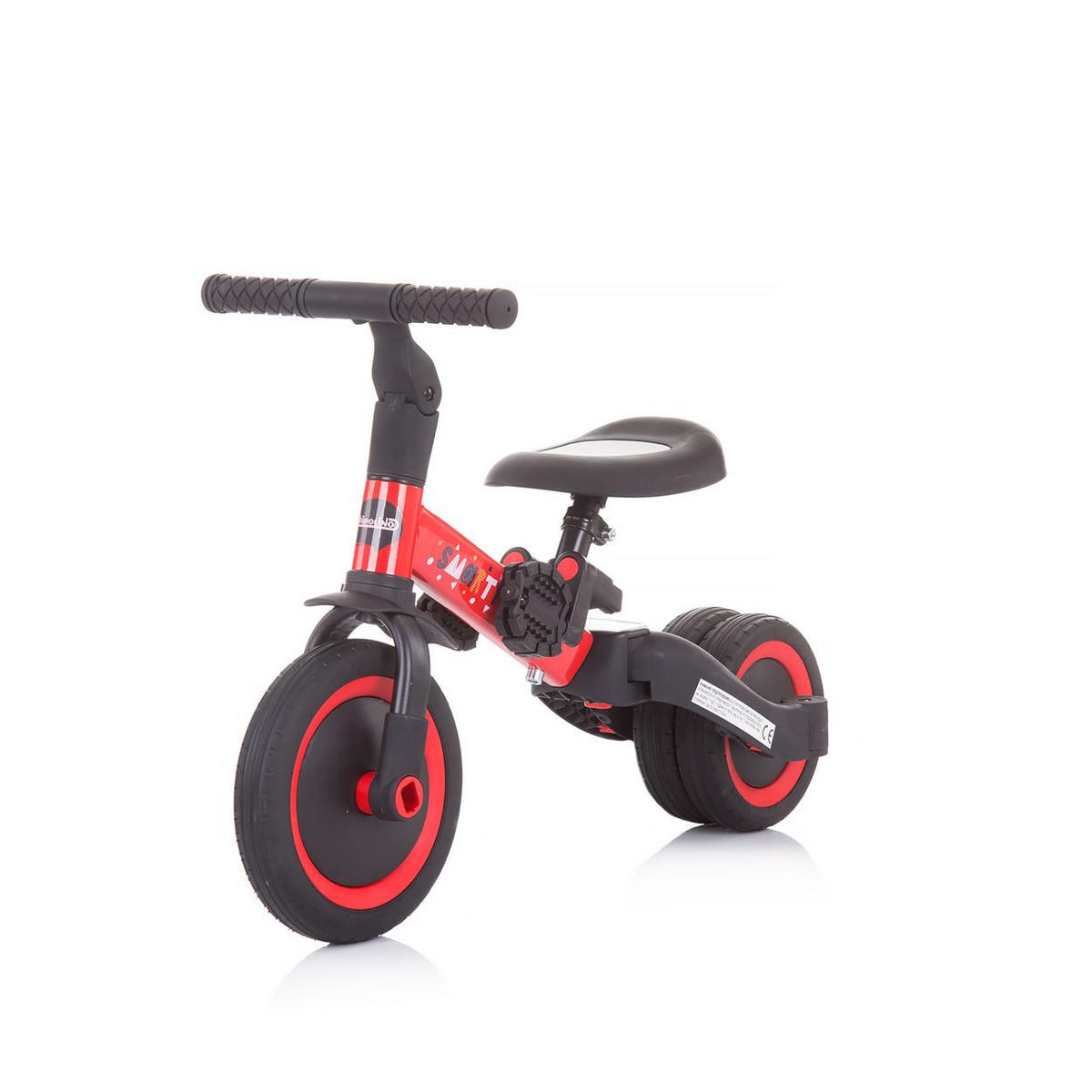 DREIRAD Smarty 2 in 1 rot Laufrad Gummireifen umbaubar Pedale verstellbar - Rot, Metall (67/46/52cm) - Chipolino