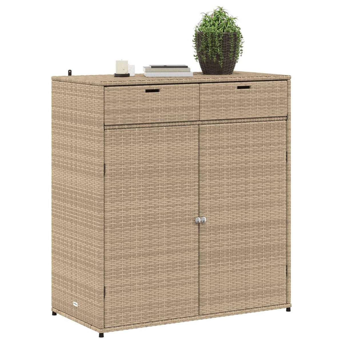 GARTENSCHRANK Beige 105x55x113 cm Poly Rattan - Beige, Kunststoff (105/113/55cm) - furnicato