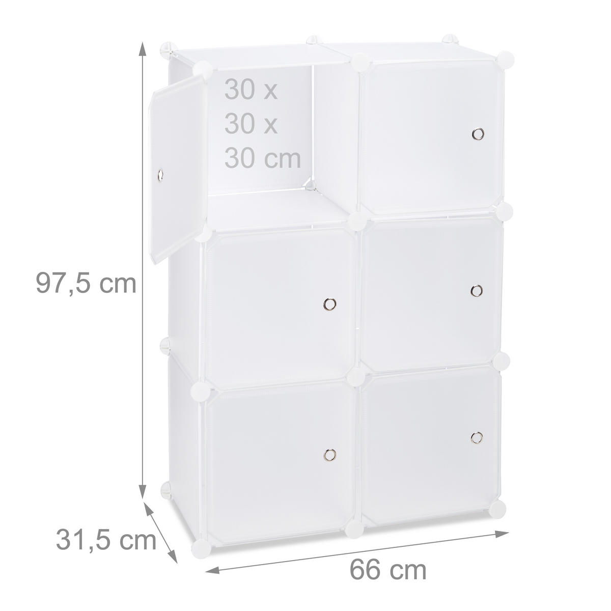 REGALSYSTEM - Weiß, Kunststoff/Metall (66/97.5/31.5cm) - Relaxdays