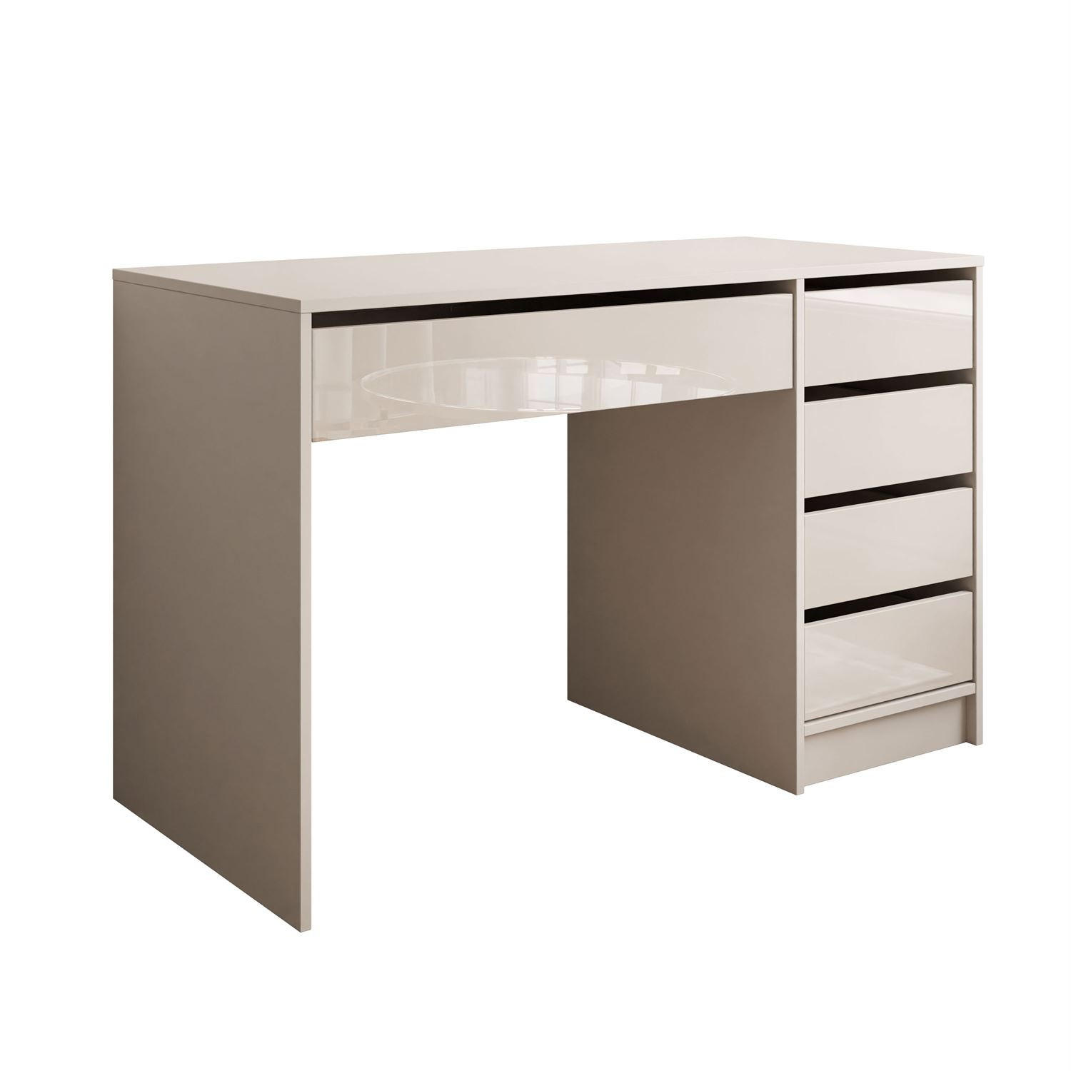 SCHREIBTISCH MADA GLOSS mit Schubladen - Kaschmir, Holzwerkstoff (55/120/75cm) - Lookway